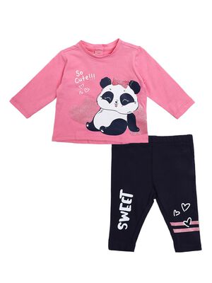 Girls Pink & Blue Printed Tracksuit